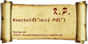 Kosztolánczi Pál névjegykártya