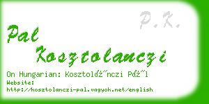 pal kosztolanczi business card